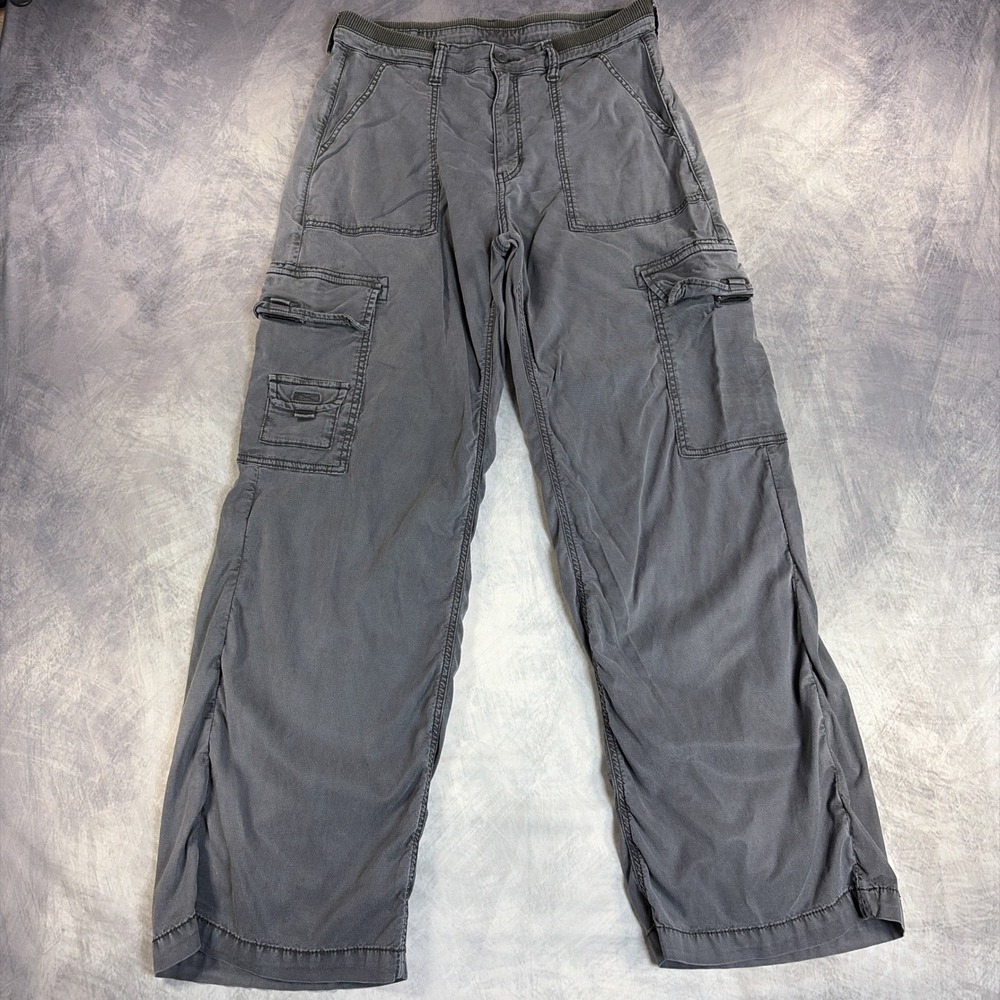 American Eagle Cargo Pants Womens 8 Gray Stretch Lyocell Multi Pocket Straight